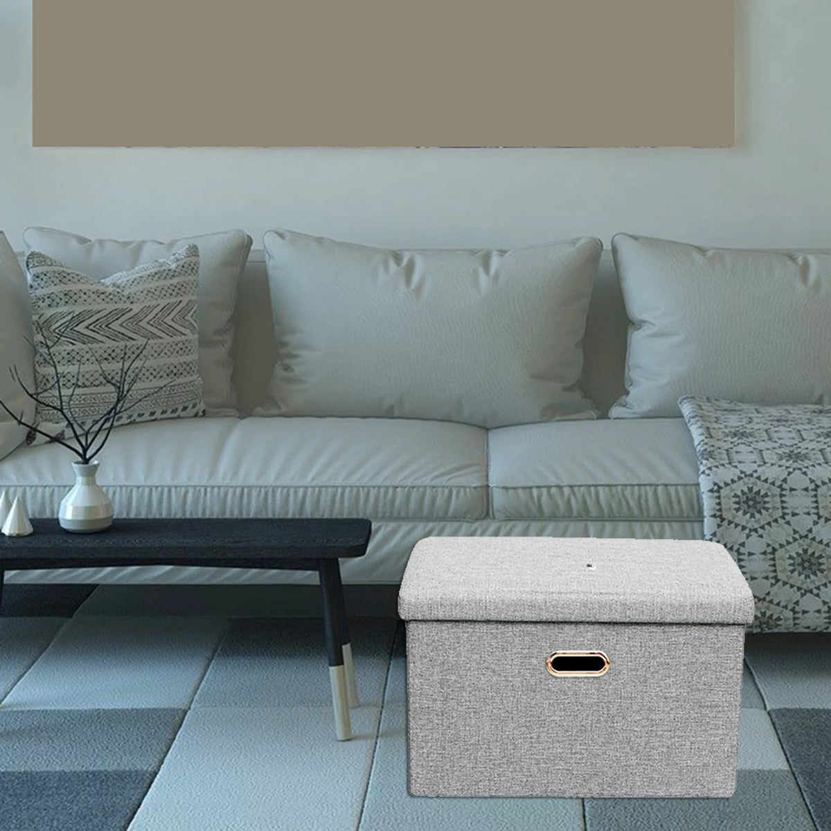 Collapsible Storage Ottoman Space Gray C70813