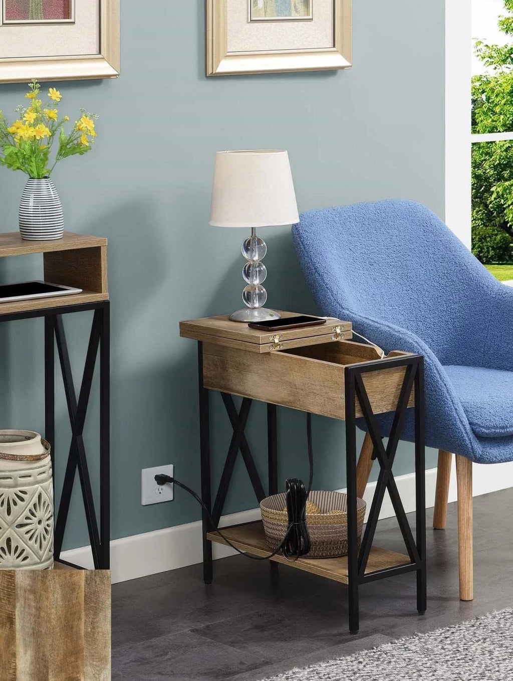 End Table with Charging Station and Shelf L239820