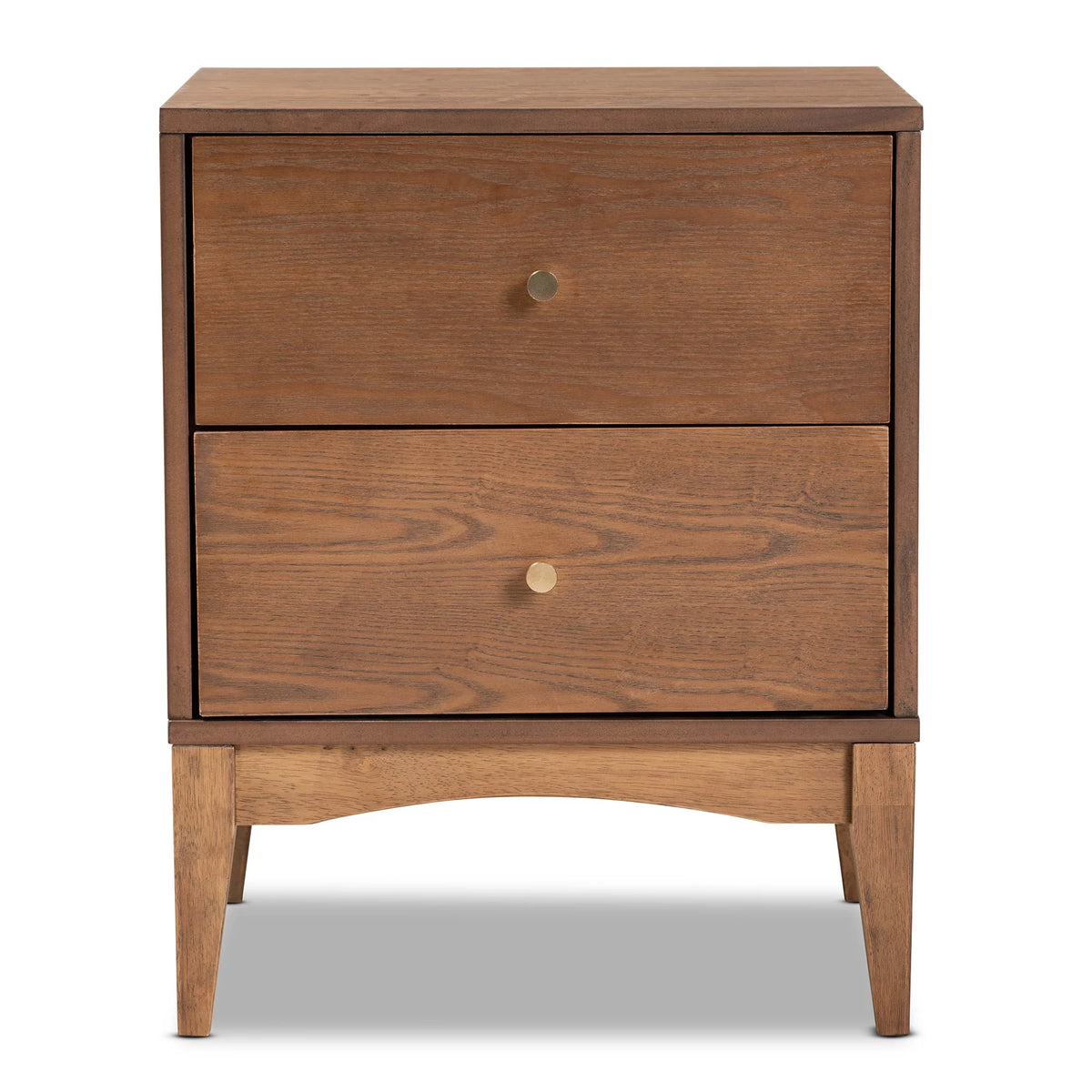 Ash Walnut Finished Wood 2-Drawer Nightstand V6344