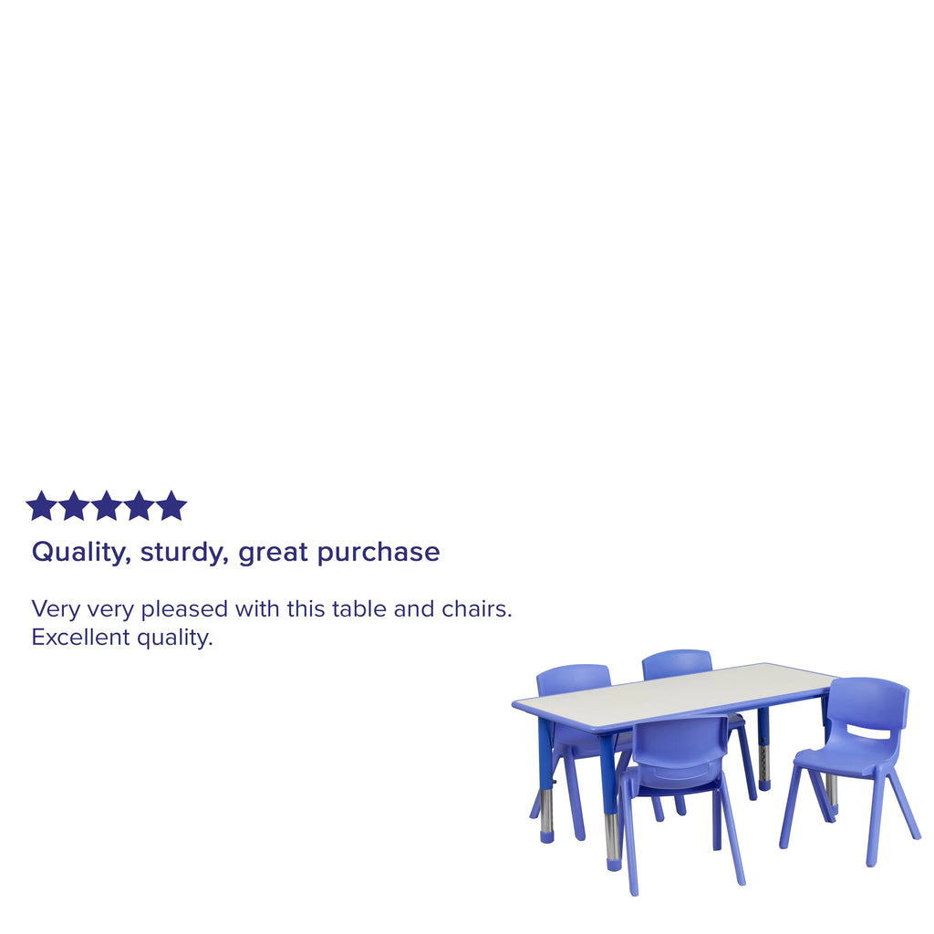 Blue Plastic Height Adjustable Activity Table Set with 4 Chairs H4188