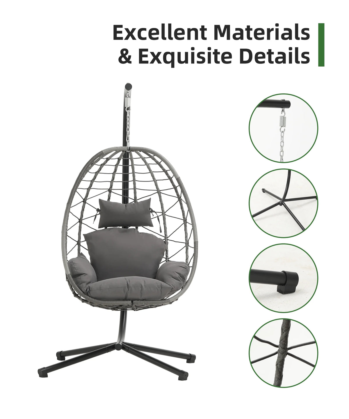 Indoor Outdoor Egg Swing Chair with Soft Cushion B7266