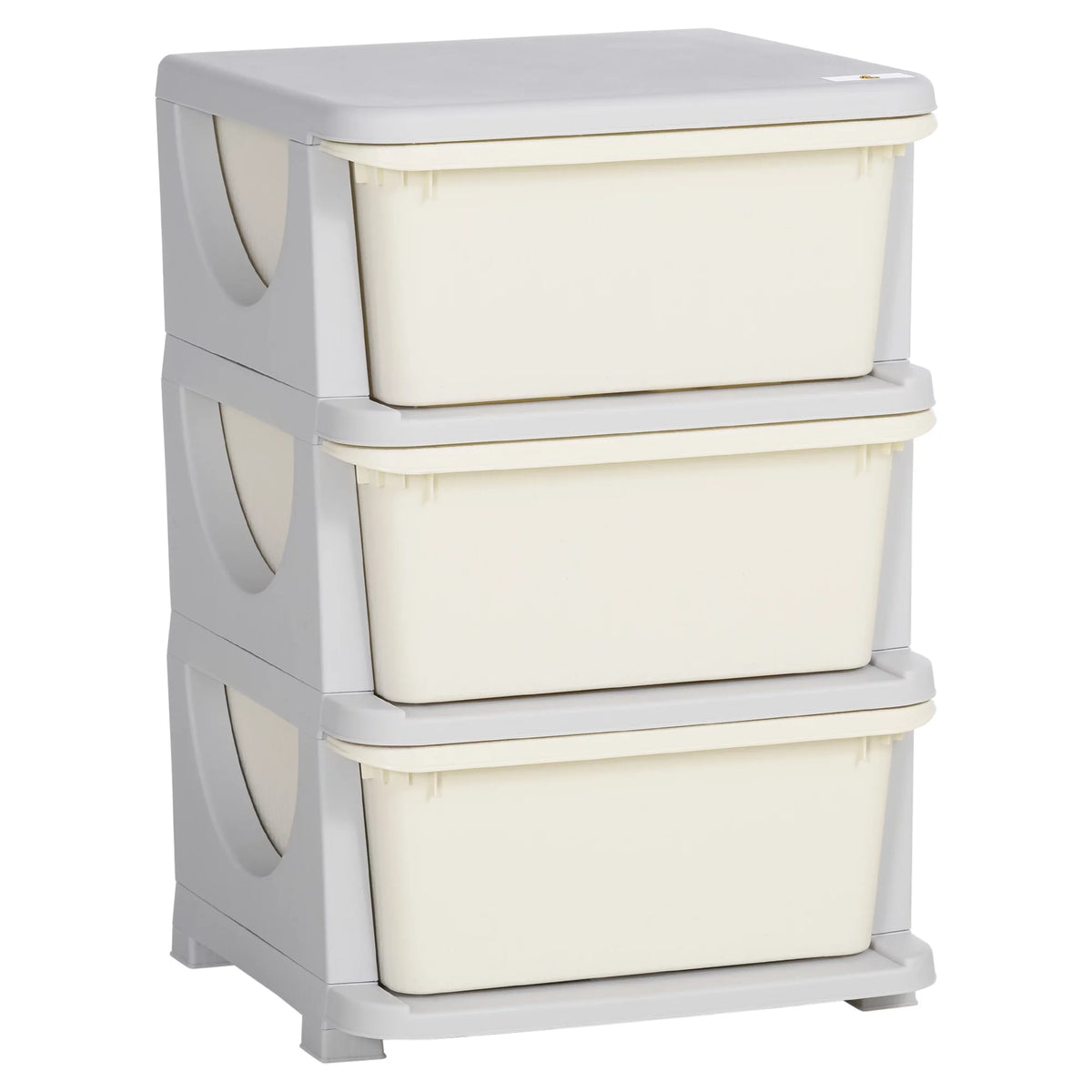 3 Tier Kids Storage Unit Dresser Tower Cream White J28352