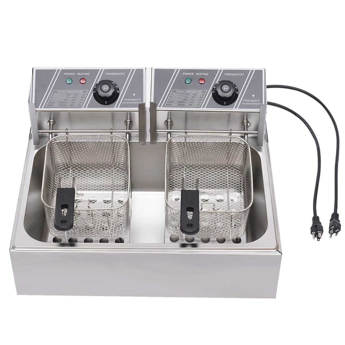 12.9QT 5000W Stainless Steel Dual Tank Deep Fryer C395477