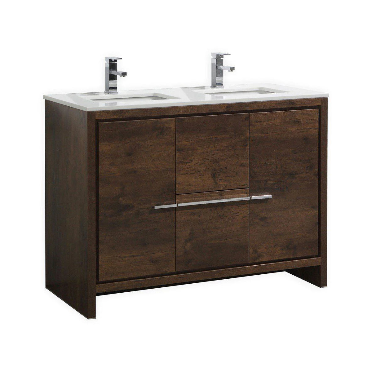 48 in. Double Sink Rose Wood Bathroom Vanity with White Quartz Counter-Top E32359