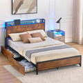 Queen Bed Frame with Storage Drawers and Charging Station Z439