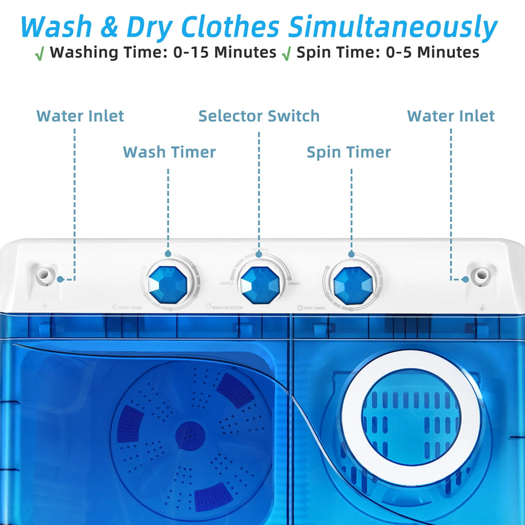 26lbs Portable Semi-automatic Twin Tub Washing Machine D90758