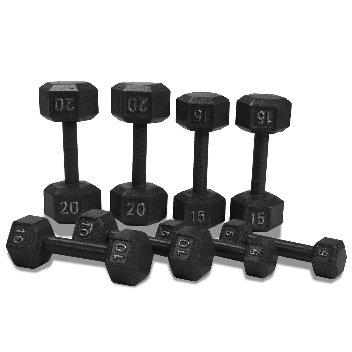 100 lb Cast Iron Hex Dumbbell Weight Set with Rack S922991