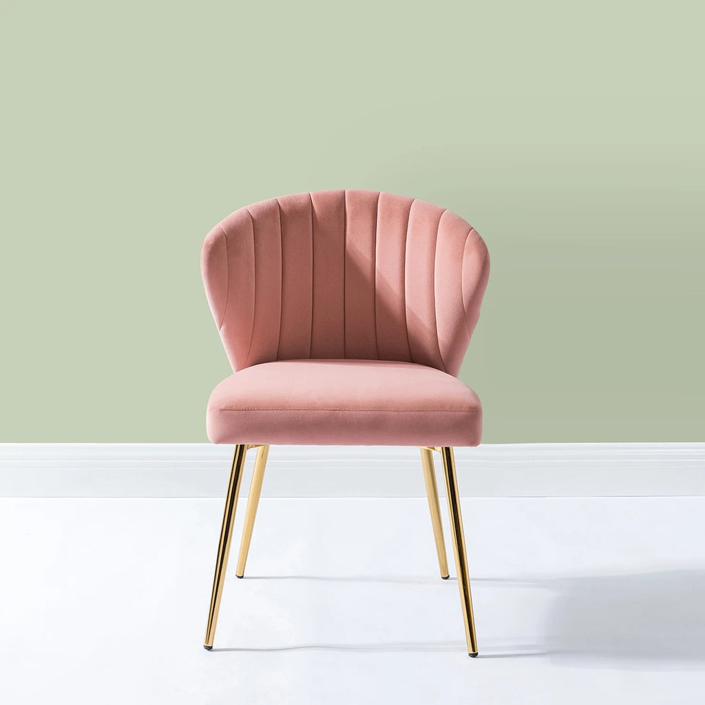 Pink Velvet Upholstered Accent Chair with Gold Metal Legs T546