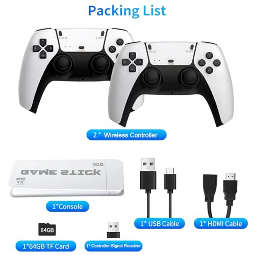 Wireless Retro Handheld Game Console with 4K HD HDMI Output and Dual 2.4G Wireless Controller U463