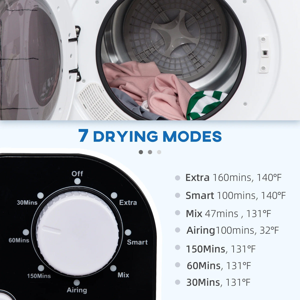 1300W 3.22 Cu. Ft. Electric Portable Laundry Dryer, White M6346