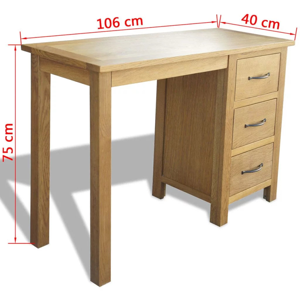 Solid Oak Wood Desk with 3 Drawers U11774