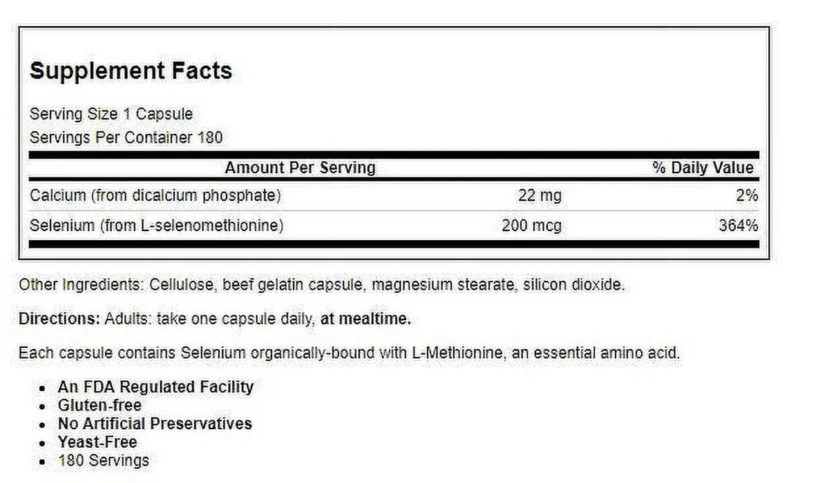 Selenium 200mcg 180 Capsule W29207