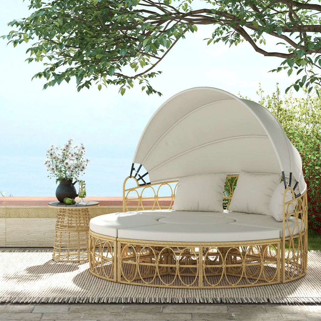 White Patio Furniture Set with Cushions F683836