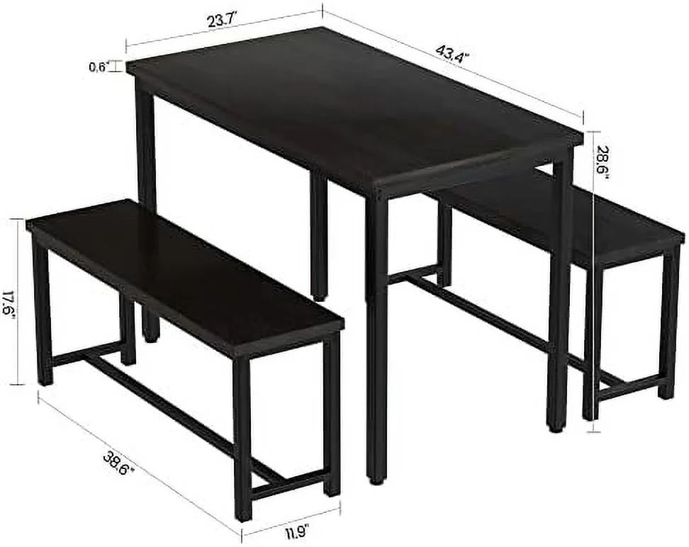 3 Piece Dining Table Set with 2 Benches F6145