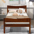 White Twin Size Solid Wood Platform Bed Frame with Headboard and Footboard N582