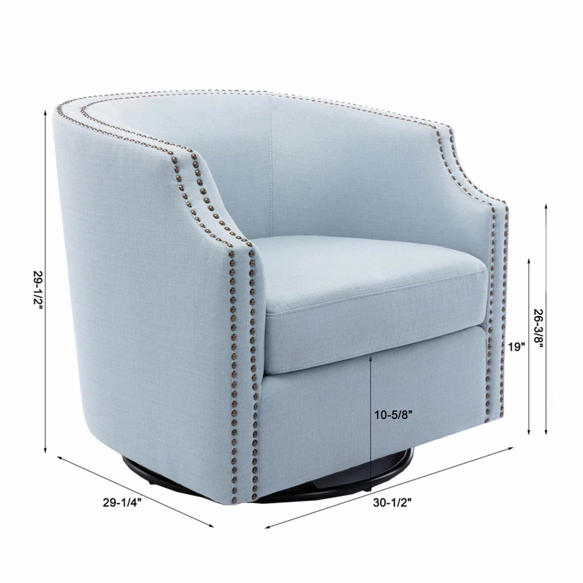 Sky Blue Polyester Linen Swivel Barrel Accent Chair Y941090