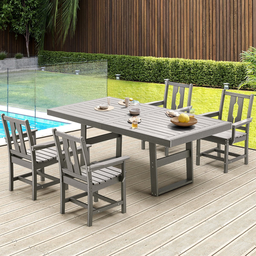 5 Piece Patio Dining Set with 4 Armchairs Gray J1213