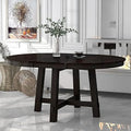 Round Extendable Wood Dining Table with 16" Leaf V17588