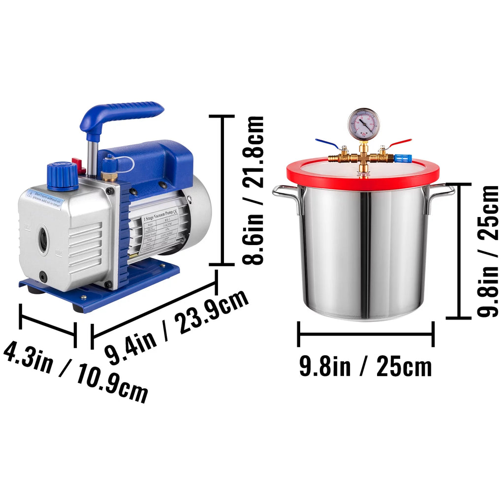 3.6CFM Dual Stages Vacuum Pump with Manifold Gauge Set H276