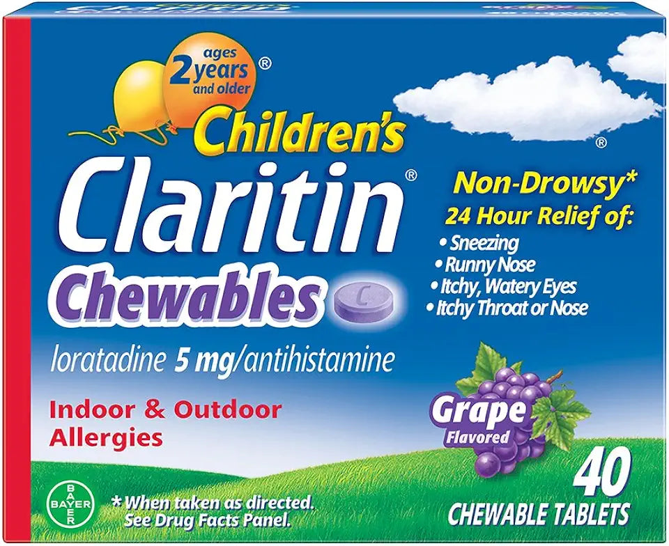 Children's 24-Hour Non-Drowsy Loratadine 5mg Chewable Tablet, Grape Flavored, 40 tablets G414771