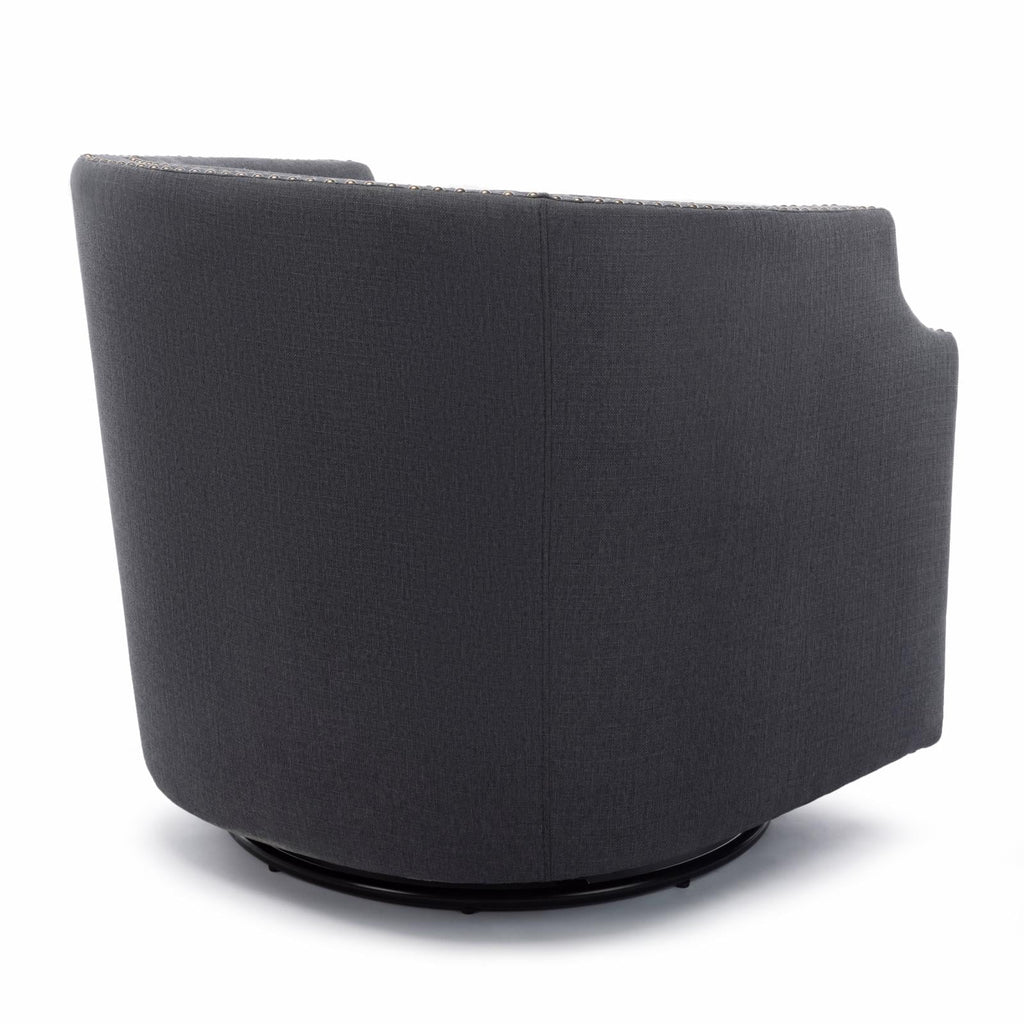 Sky Blue Polyester Linen Swivel Barrel Accent Chair Y941090