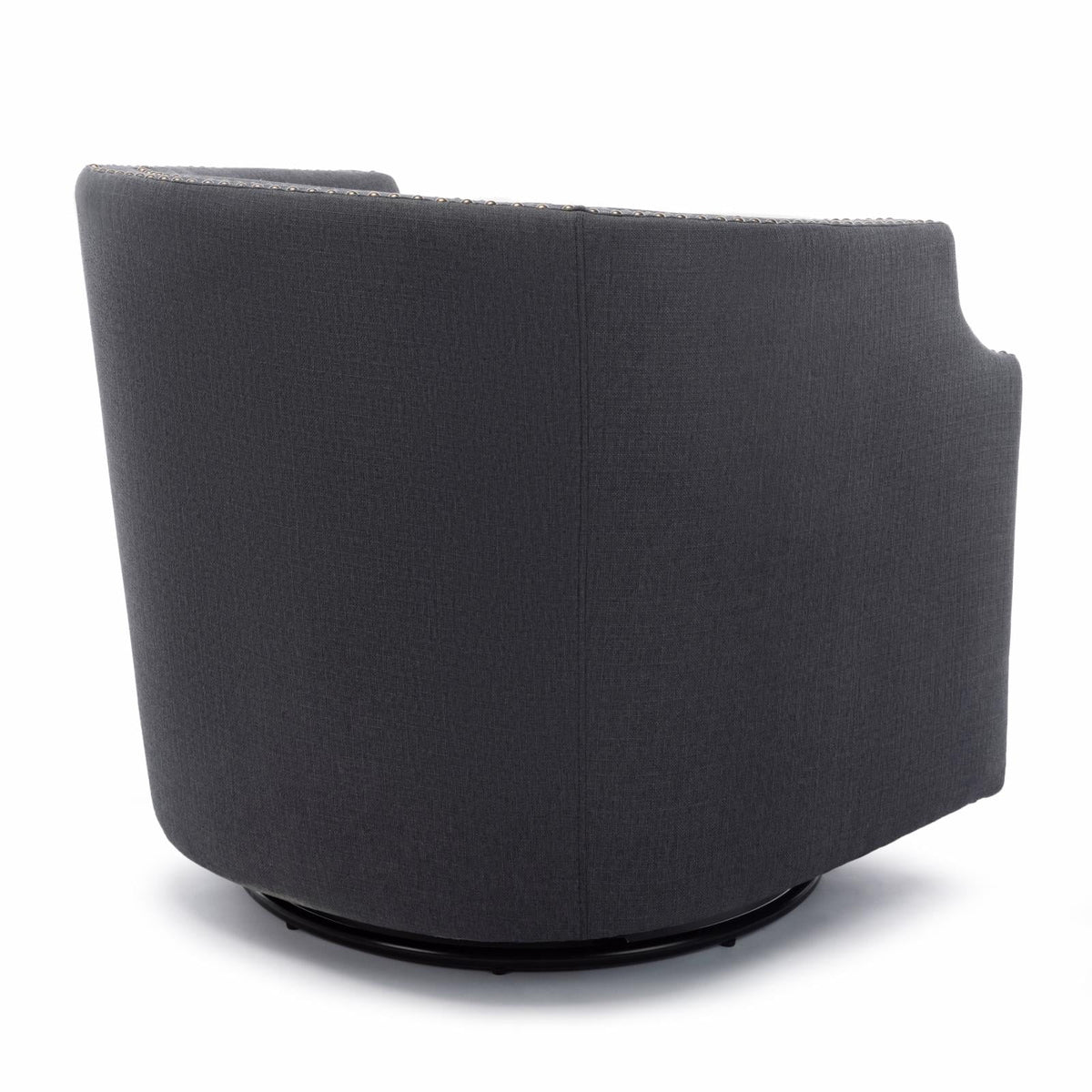 Sky Blue Polyester Linen Swivel Barrel Accent Chair Y941090