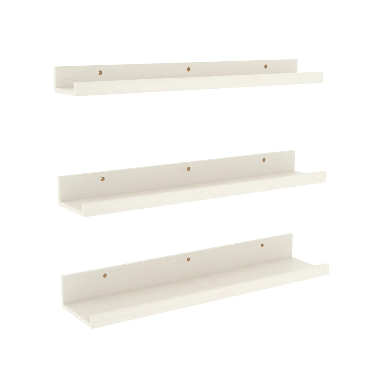 24 Inch Creamy White Beige Wood-Grain Floating Shelves Set of 3 E244