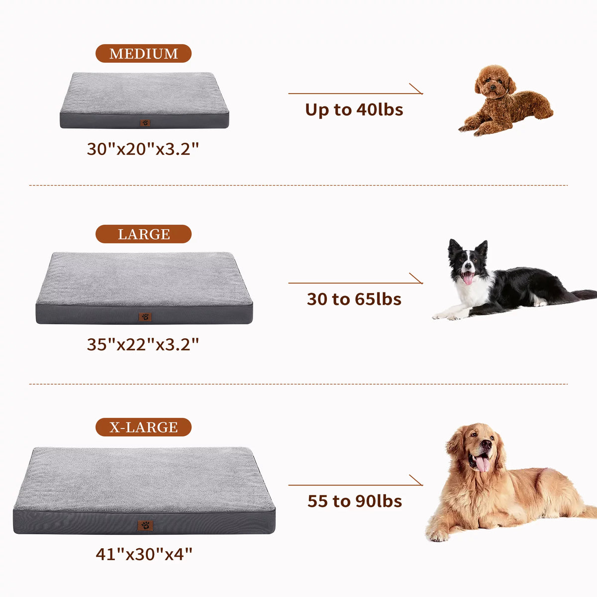 Orthopedic Dog Bed Plush Mattress with Removable Waterproof Cover Q509
