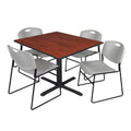 48" Square Breakroom Table & 4 Stack Chairs M263