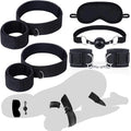 BDSM Bondage Restraints Wrist to Thigh Ankle Cuffs Ball Gag Blindfold Kit Z6922