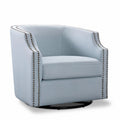 Sky Blue Polyester Linen Swivel Barrel Accent Chair Y941090